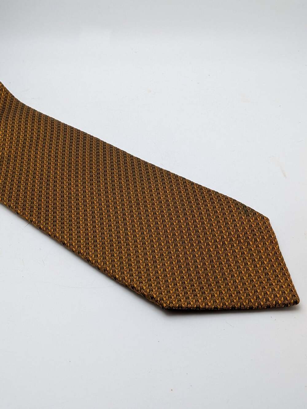 Luigi Borrelli Napoli Silk Necktie Brown Geometric Pattern Made In Italy